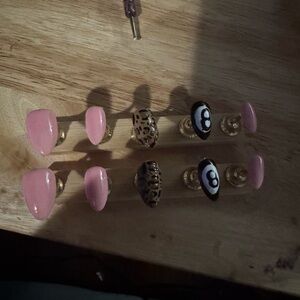 Set of Pink and Patterned handmade gelx nails